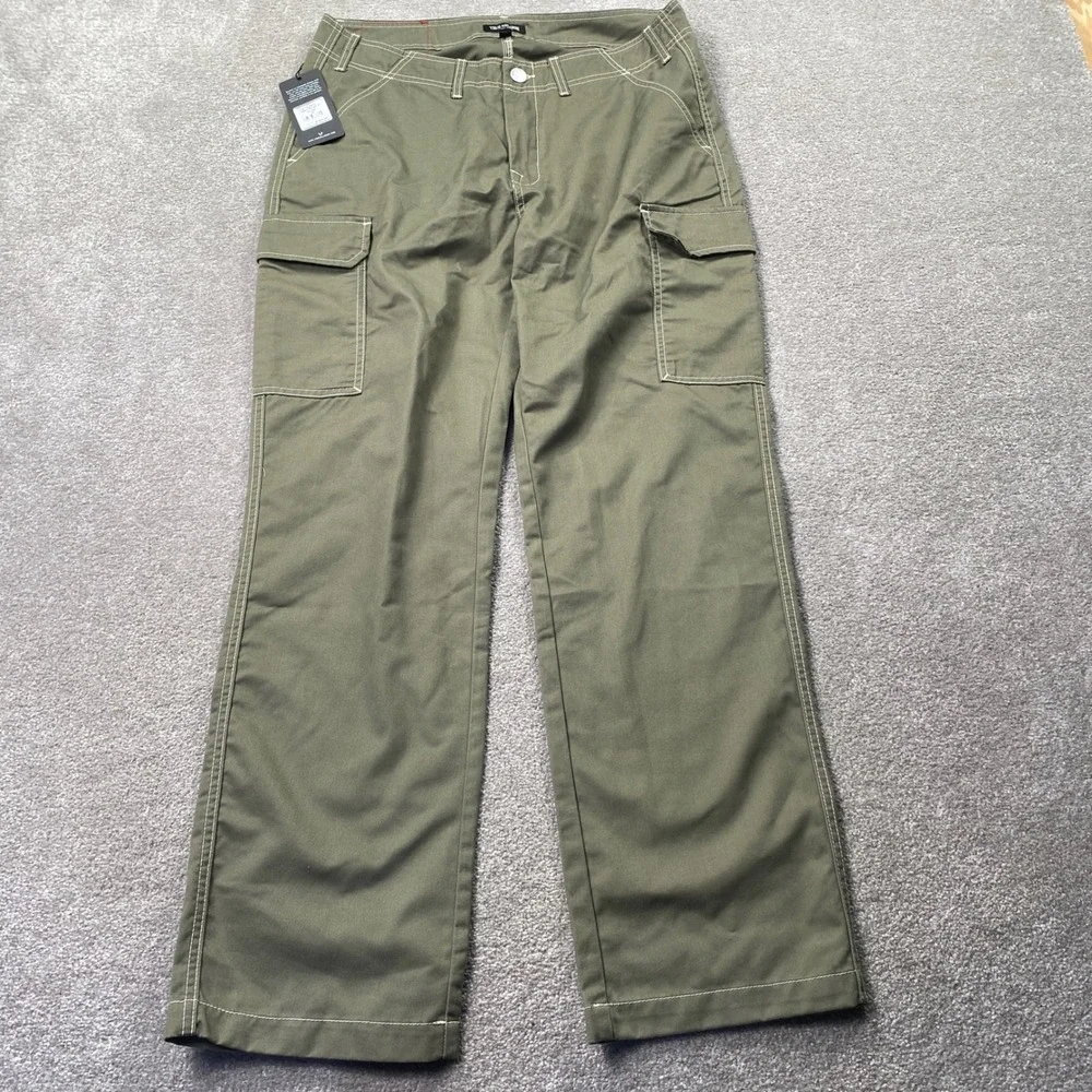 True Religion Cargo SN Pant HS Outline Mens 34 Kalamata Green Contrast Stitch